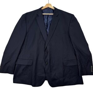 NEW Stafford Big Tall Mens 52R Navy Blue Wool Blend Travel Suit Separate Blazer